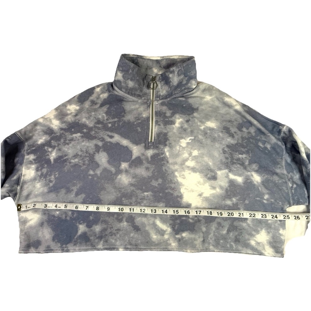 Hollister Blue Tie Dye Cropped Quarter Zip Sweatshirt S Pullover Cozy Y2K Casual - Picture 9 of 11